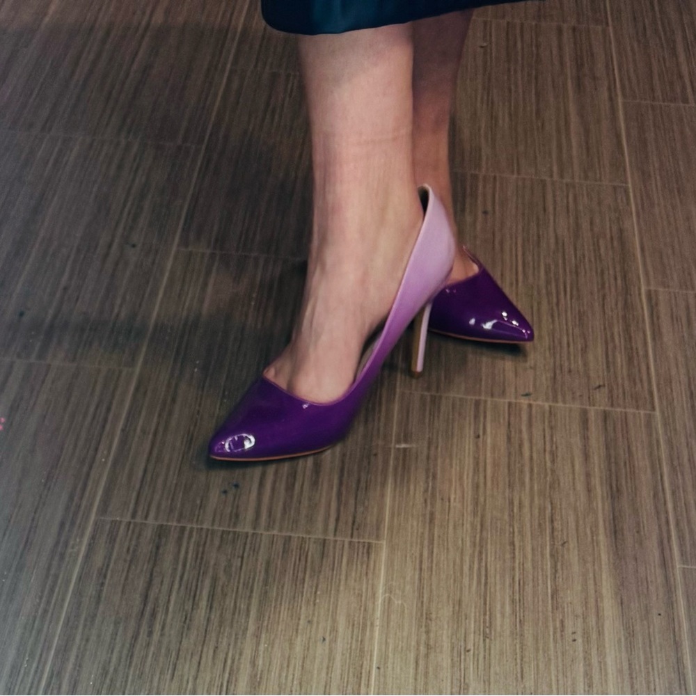 Two-Tone Purple and Light Pink Pointed Toe High Heels